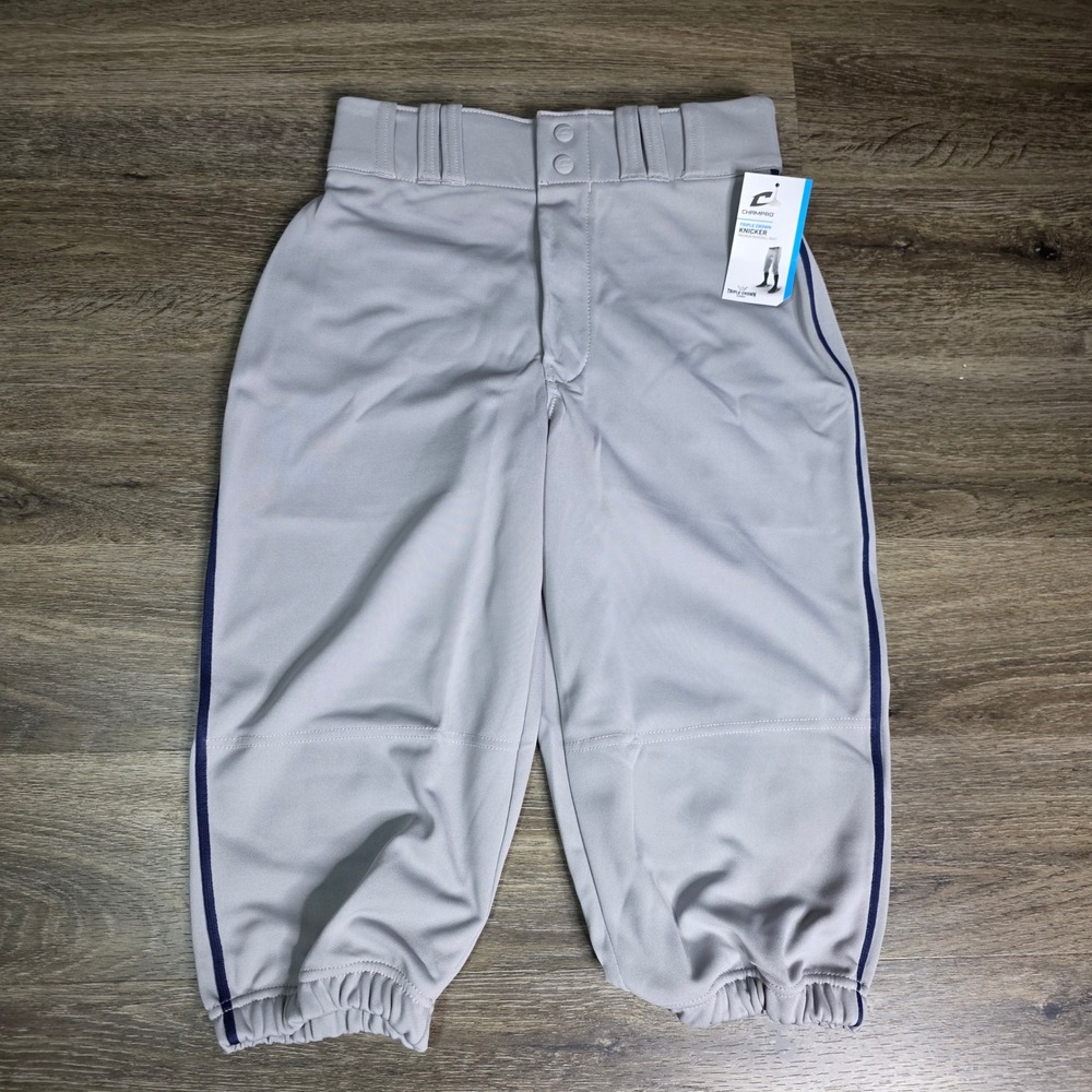 Champro Small Triple Crown Knicker Baseball Pants Mens Grey Navy NEW BP101 Piped